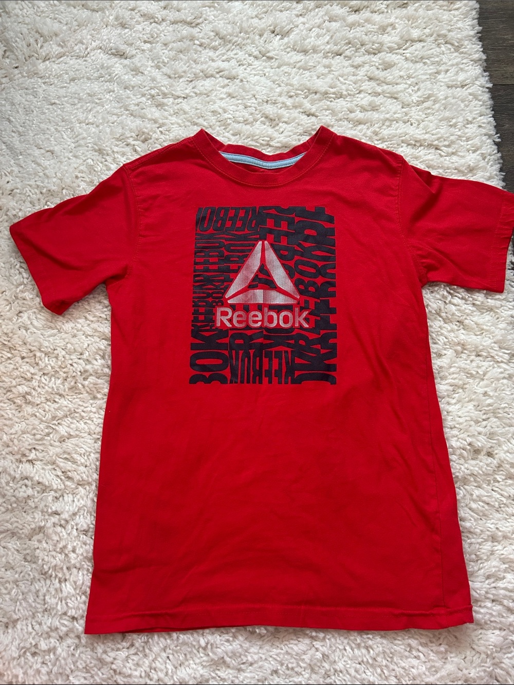 Reebok Red Tee with Black Logo Block Graphic 
L (10/12)
